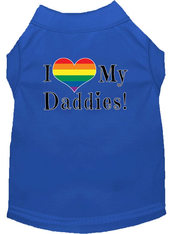 I heart my Daddies Screen Print Dog Shirt Blue XL